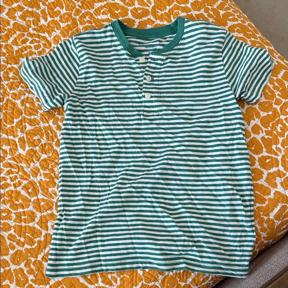 J. Crew Factory Green and White Striped Kids Tee